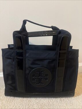 Tory Burch Black Nylon Logo Tote Bag